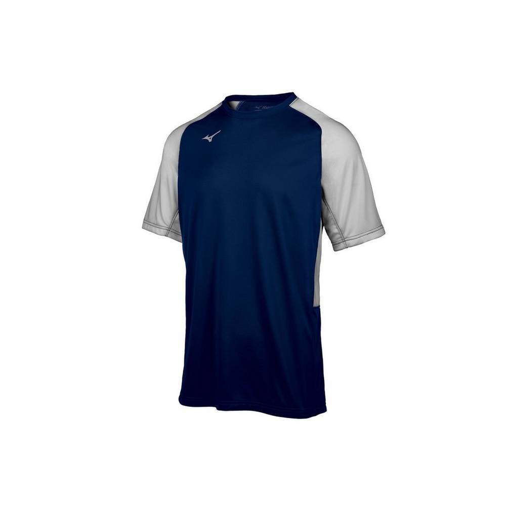 Maglia Mizuno Baseball Aerolite Crew Uomo - Blu Marino/Grigie - 59623-LYDO